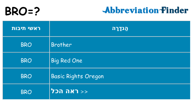 מה הפירוש bro