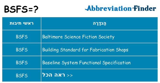מה הפירוש bsfs