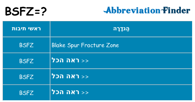 מה הפירוש bsfz