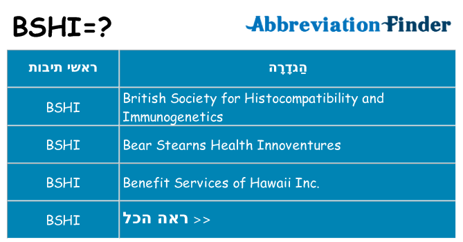 מה הפירוש bshi