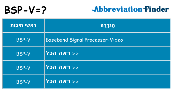 מה הפירוש bsp-v