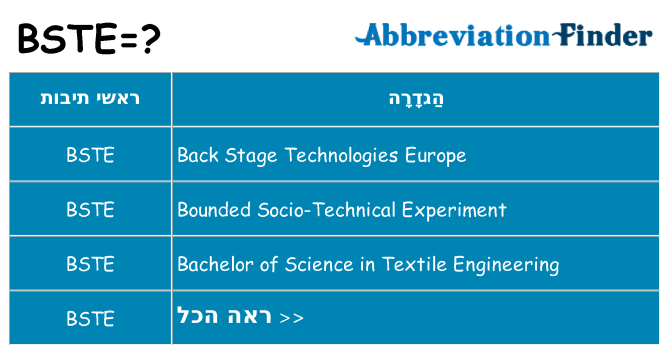 מה הפירוש bste