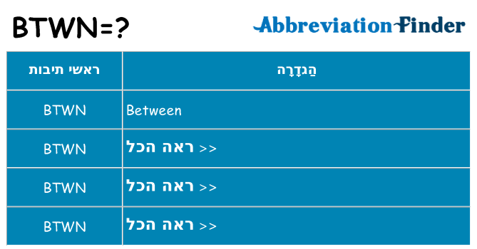 מה הפירוש btwn