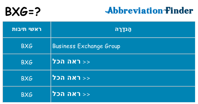 מה הפירוש bxg
