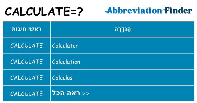 מה הפירוש calculate