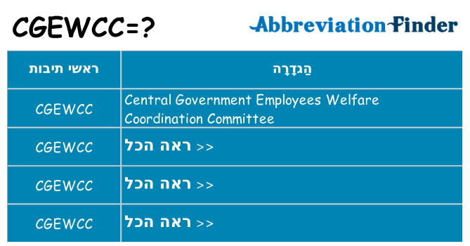 מה הפירוש cgewcc