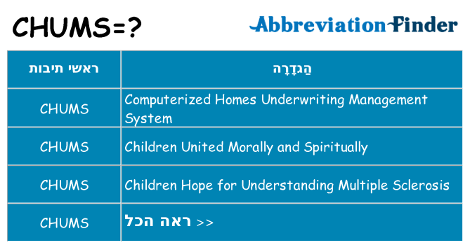 מה הפירוש chums
