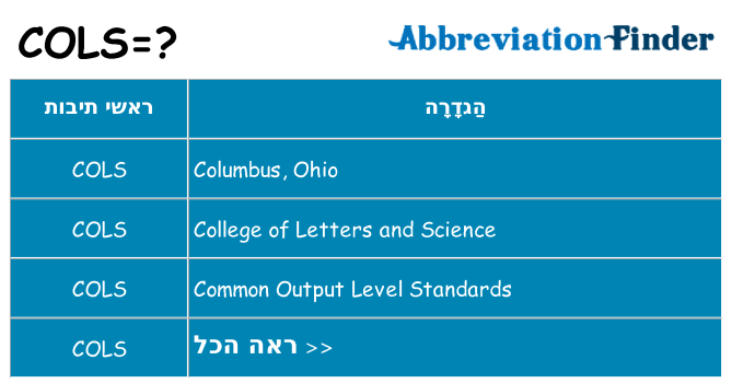 מה הפירוש cols
