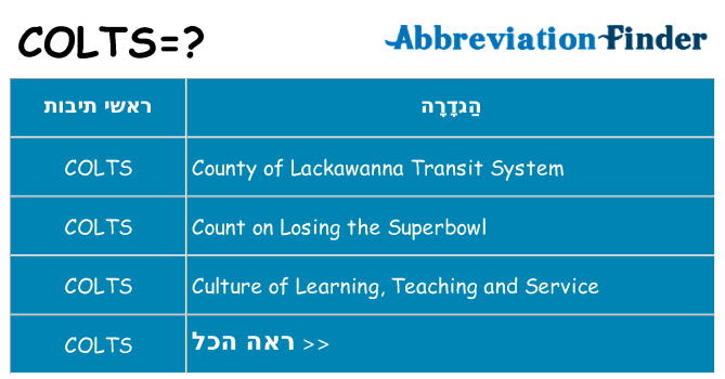מה הפירוש colts