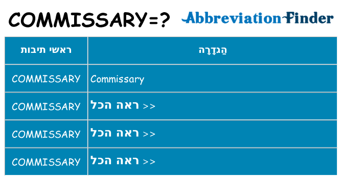 מה הפירוש commissary
