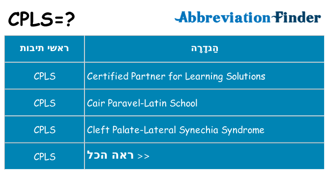 מה הפירוש cpls