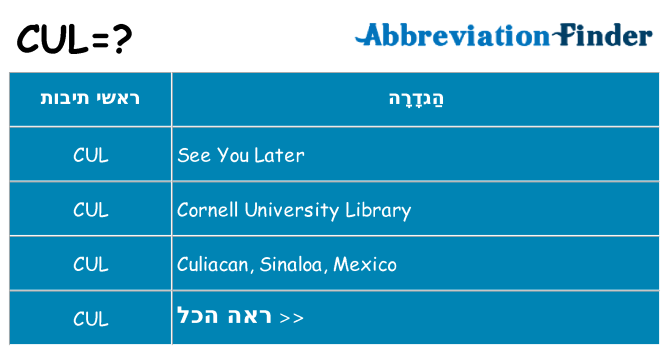 מה הפירוש cul