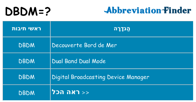 מה הפירוש dbdm