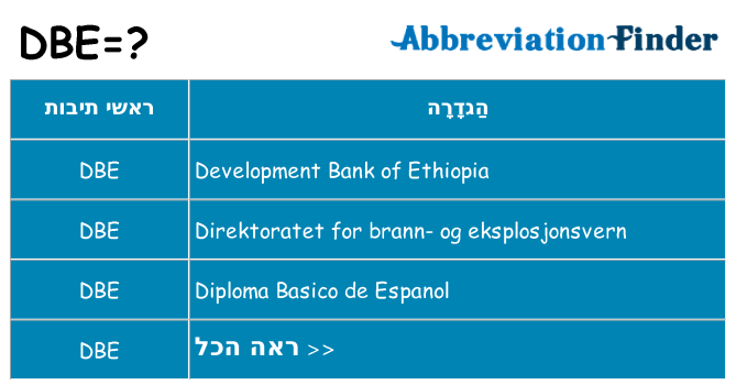 מה הפירוש dbe