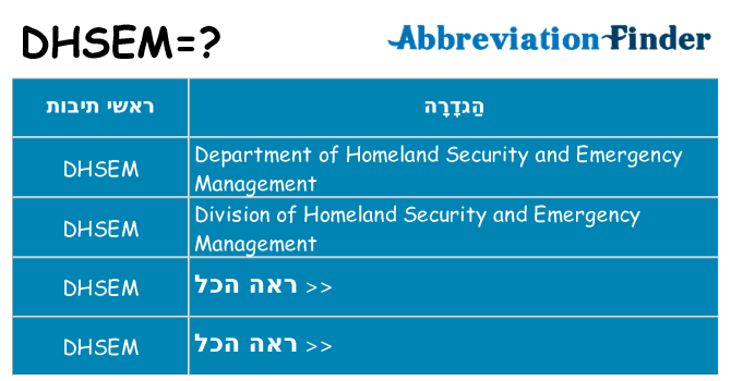 מה הפירוש dhsem