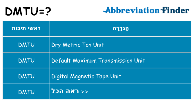 מה הפירוש dmtu