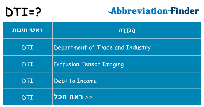 מה הפירוש dti