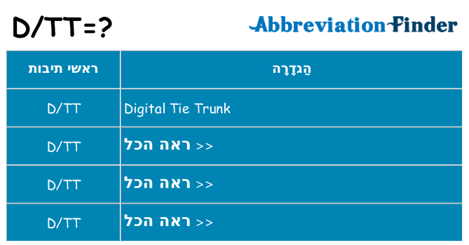 מה הפירוש dtt