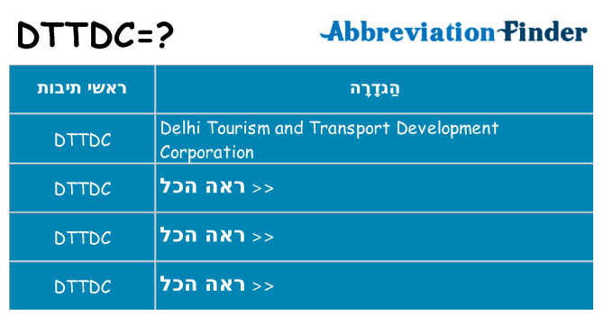 מה הפירוש dttdc