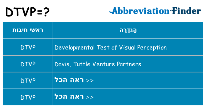 מה הפירוש dtvp