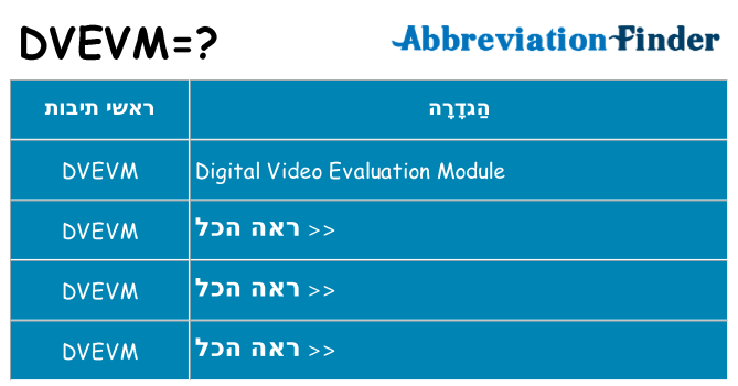 מה הפירוש dvevm