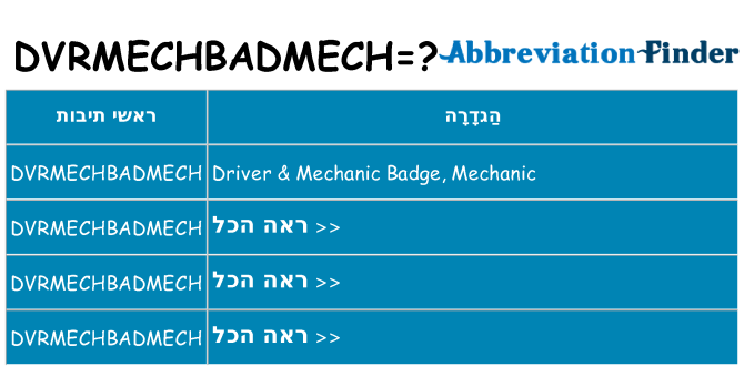 מה הפירוש dvrmechbadmech