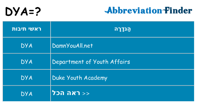 מה הפירוש dya