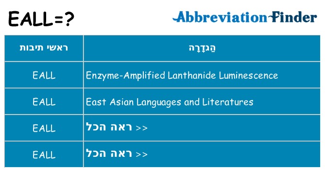 מה הפירוש eall