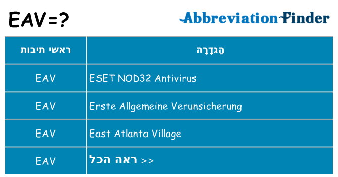 מה הפירוש eav