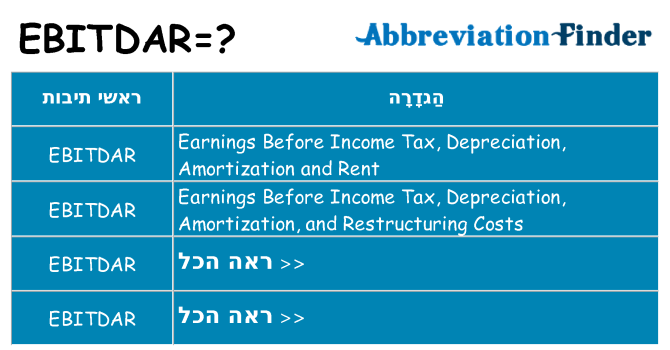 מה הפירוש ebitdar