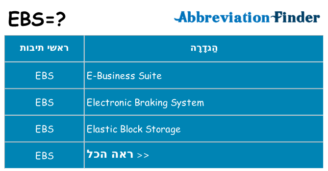 מה הפירוש ebs