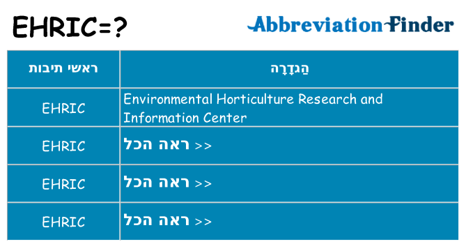 מה הפירוש ehric