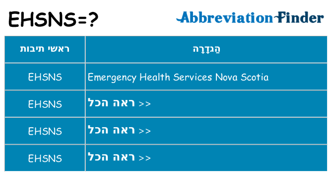 מה הפירוש ehsns