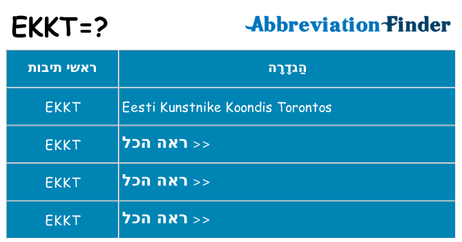 מה הפירוש ekkt