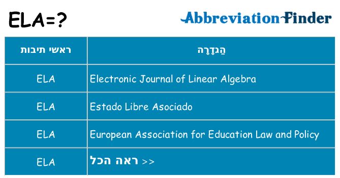 מה הפירוש ela