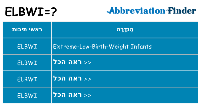 מה הפירוש elbwi