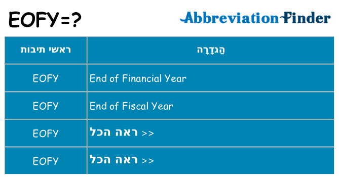 מה הפירוש eofy