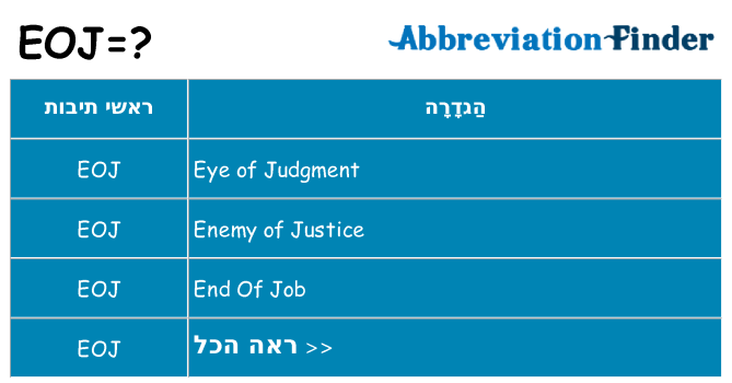 מה הפירוש eoj