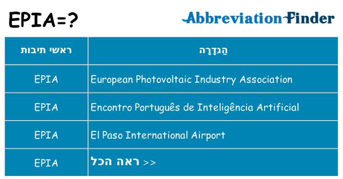 מה הפירוש epia
