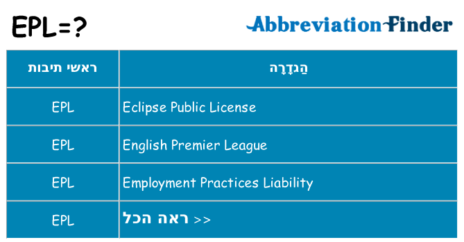 מה הפירוש epl