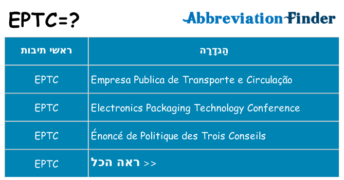 מה הפירוש eptc