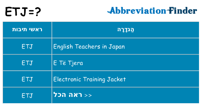 מה הפירוש etj