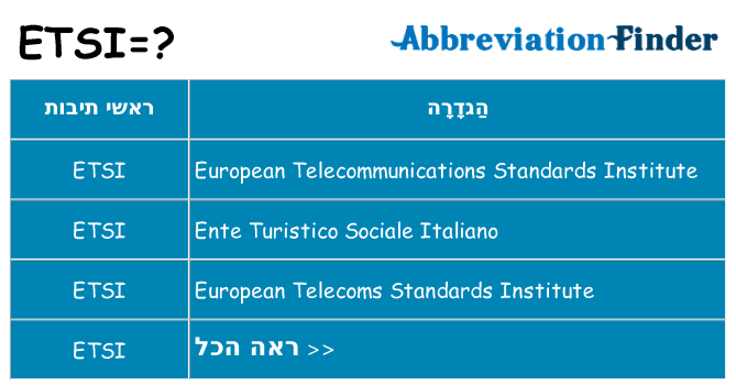 מה הפירוש etsi