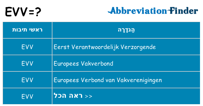 מה הפירוש evv