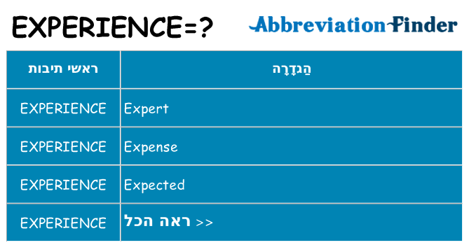 מה הפירוש experience