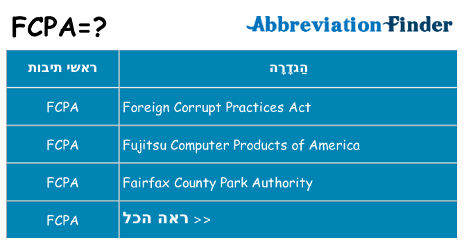 מה הפירוש fcpa