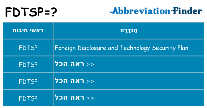 מה הפירוש fdtsp