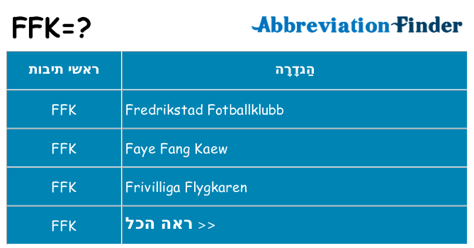 מה הפירוש ffk