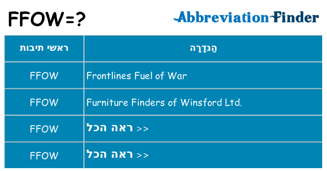 מה הפירוש ffow