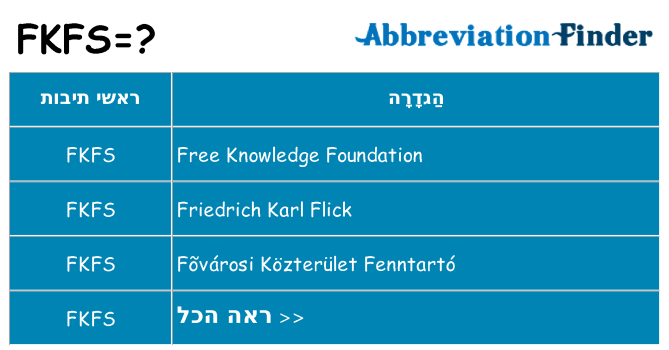 מה הפירוש fkfs